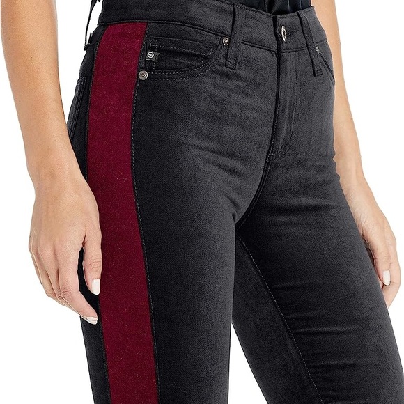 (B22) AG Adriano Goldschmied Mari Tuxedo Stripe Super Black pants, Size 28 NWT - Picture 8 of 16